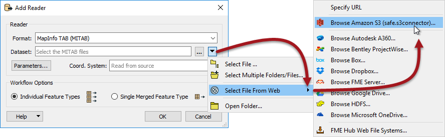 Select File from Web dialog